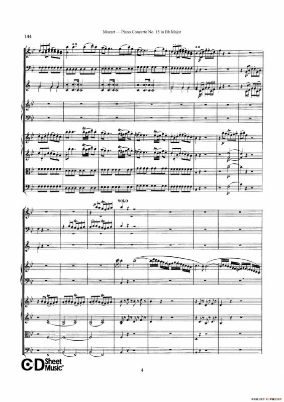 Piano Concerto No.15 in Bb Major K.450 - Full Score （降B大调钢琴协奏曲总谱）