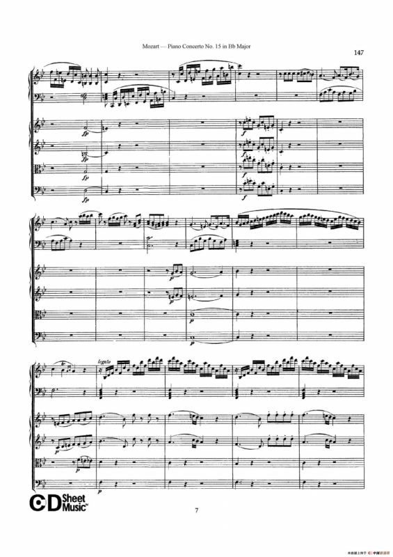 Piano Concerto No.15 in Bb Major K.450 - Full Score （降B大调钢琴协奏曲总谱）