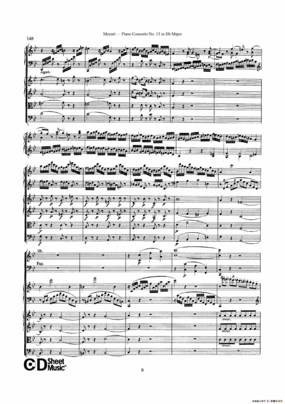 Piano Concerto No.15 in Bb Major K.450 - Full Score （降B大调钢琴协奏曲总谱）