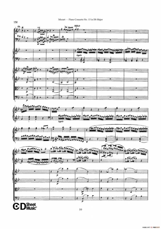 Piano Concerto No.15 in Bb Major K.450 - Full Score （降B大调钢琴协奏曲总谱）