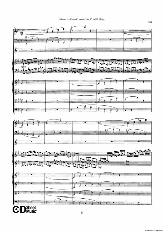 Piano Concerto No.15 in Bb Major K.450 - Full Score （降B大调钢琴协奏曲总谱）