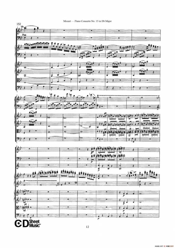 Piano Concerto No.15 in Bb Major K.450 - Full Score （降B大调钢琴协奏曲总谱）