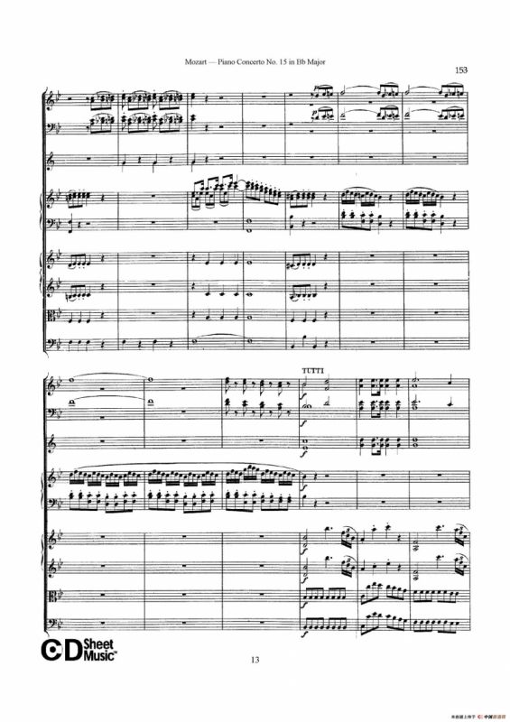 Piano Concerto No.15 in Bb Major K.450 - Full Score （降B大调钢琴协奏曲总谱）