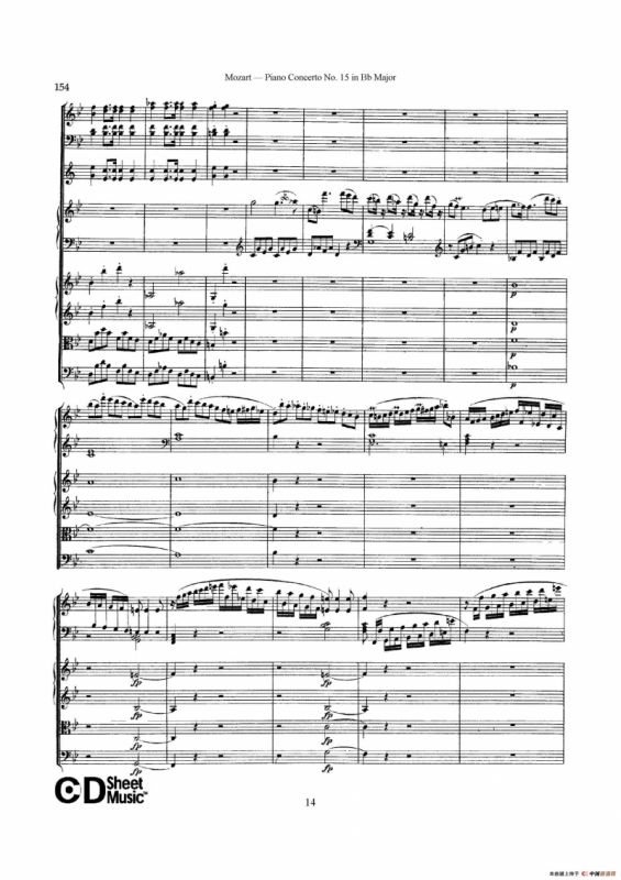 Piano Concerto No.15 in Bb Major K.450 - Full Score （降B大调钢琴协奏曲总谱）