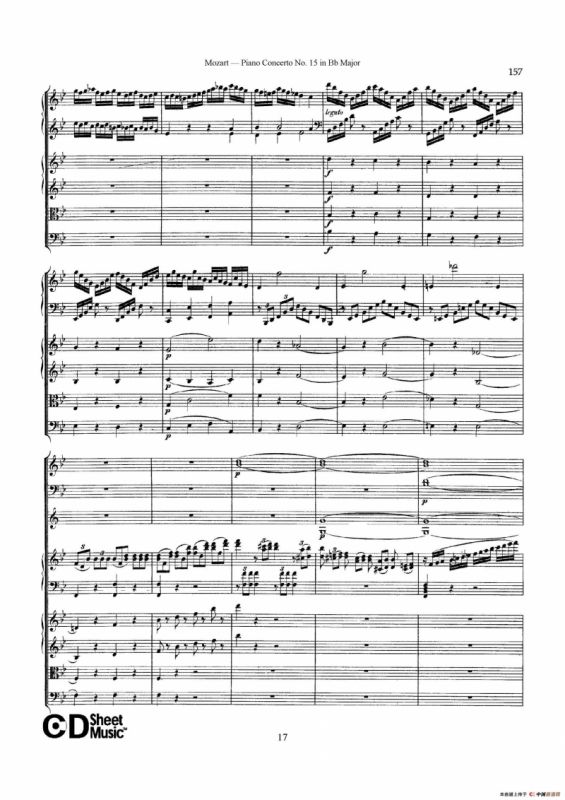 Piano Concerto No.15 in Bb Major K.450 - Full Score （降B大调钢琴协奏曲总谱）