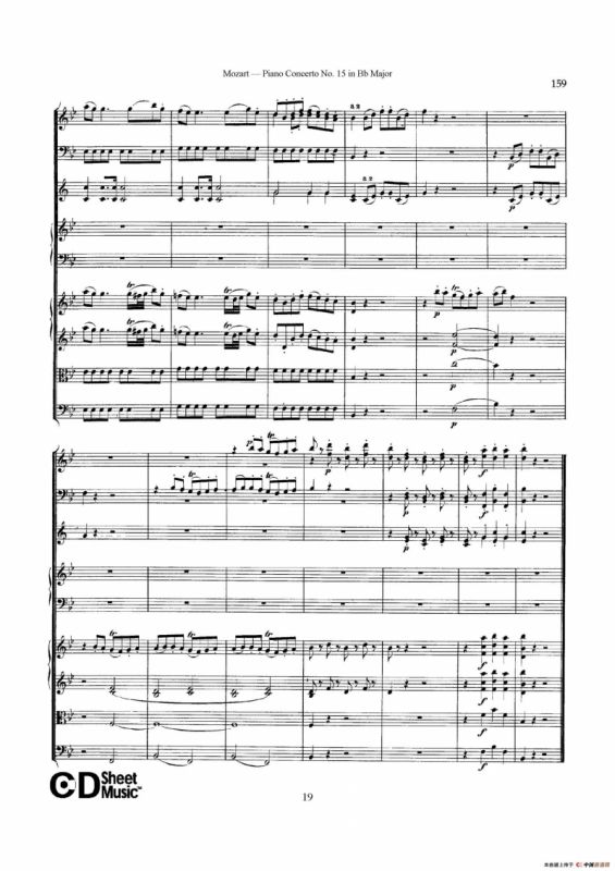 Piano Concerto No.15 in Bb Major K.450 - Full Score （降B大调钢琴协奏曲总谱）