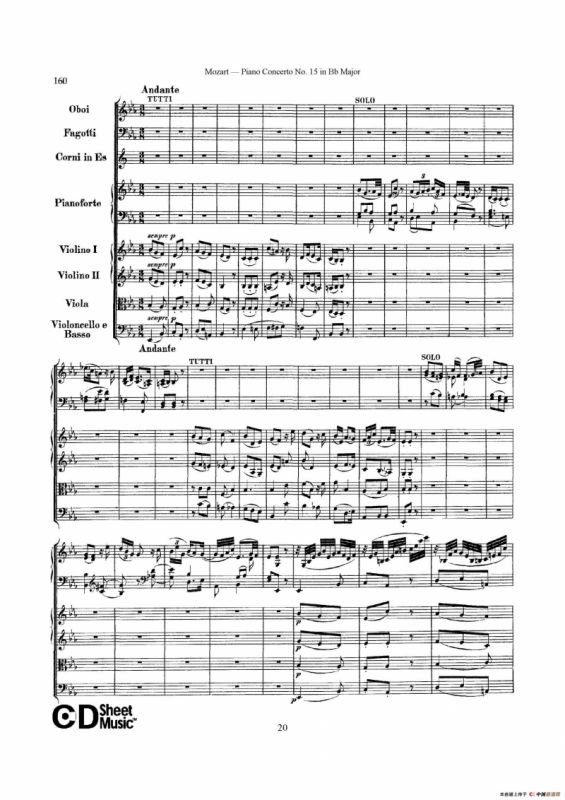 Piano Concerto No.15 in Bb Major K.450 - Full Score （降B大调钢琴协奏曲总谱）