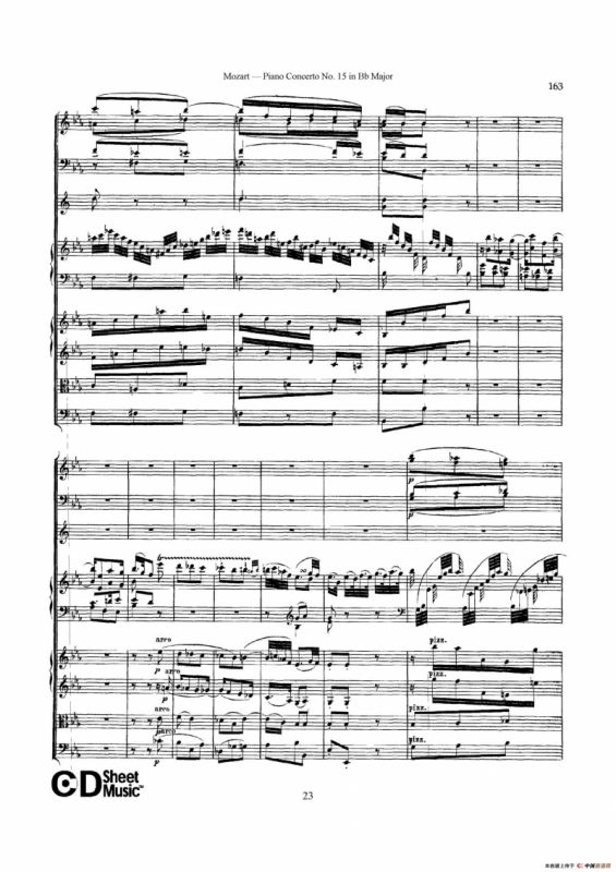 Piano Concerto No.15 in Bb Major K.450 - Full Score （降B大调钢琴协奏曲总谱）