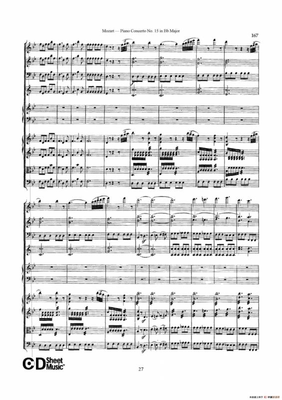 Piano Concerto No.15 in Bb Major K.450 - Full Score （降B大调钢琴协奏曲总谱）