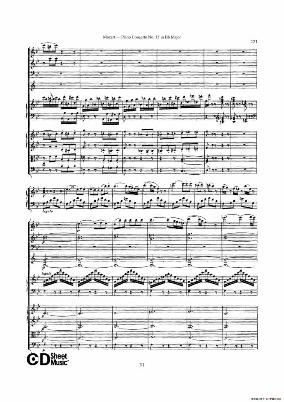 Piano Concerto No.15 in Bb Major K.450 - Full Score （降B大调钢琴协奏曲总谱）