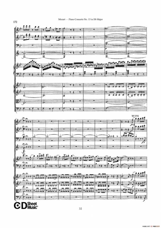 Piano Concerto No.15 in Bb Major K.450 - Full Score （降B大调钢琴协奏曲总谱）