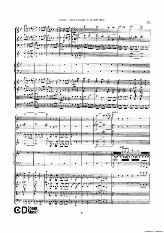 Piano Concerto No.15 in Bb Major K.450 - Full Score （降B大调钢琴协奏曲总谱）