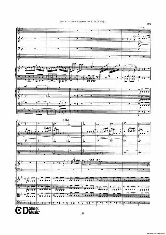 Piano Concerto No.15 in Bb Major K.450 - Full Score （降B大调钢琴协奏曲总谱）