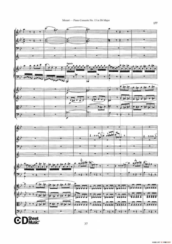 Piano Concerto No.15 in Bb Major K.450 - Full Score （降B大调钢琴协奏曲总谱）