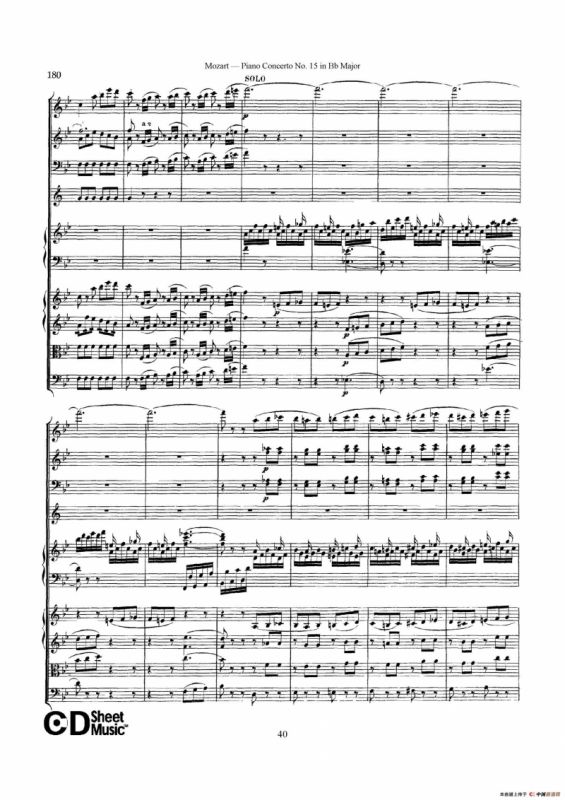 Piano Concerto No.15 in Bb Major K.450 - Full Score （降B大调钢琴协奏曲总谱）