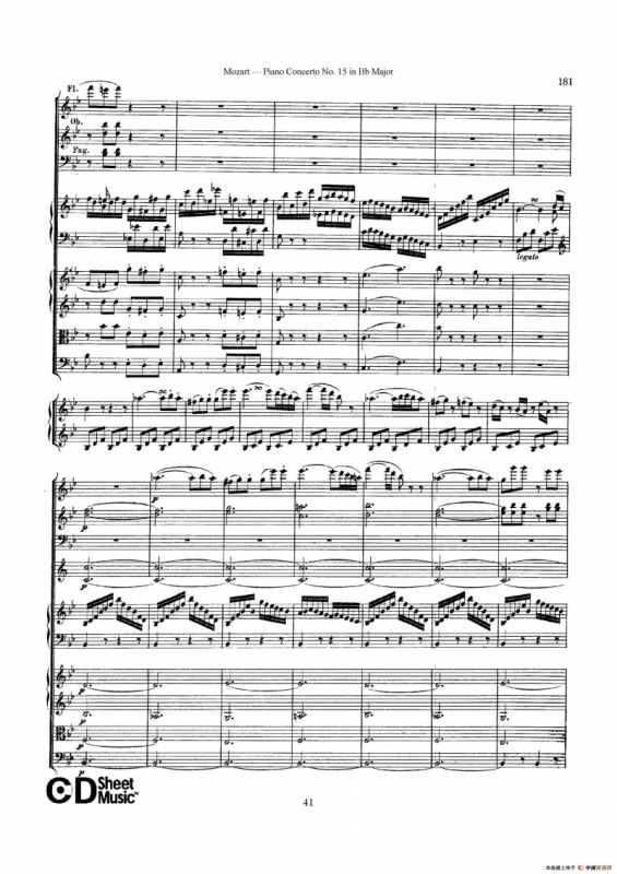 Piano Concerto No.15 in Bb Major K.450 - Full Score （降B大调钢琴协奏曲总谱）