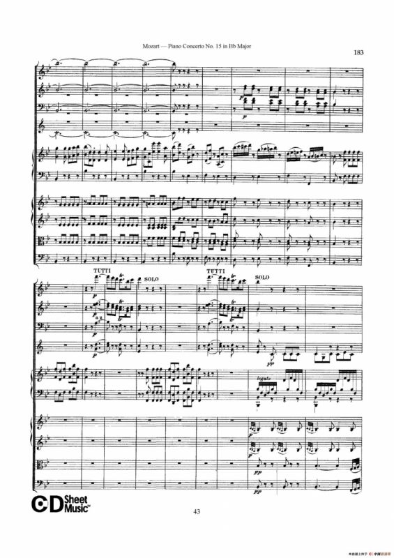 Piano Concerto No.15 in Bb Major K.450 - Full Score （降B大调钢琴协奏曲总谱）