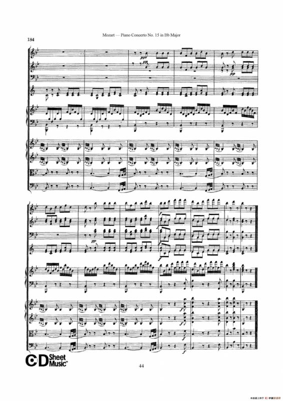 Piano Concerto No.15 in Bb Major K.450 - Full Score （降B大调钢琴协奏曲总谱）