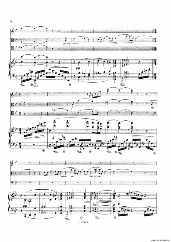 Piano Quartet No.2 in g Minor Op.45（g小调第二钢琴四重奏总谱）