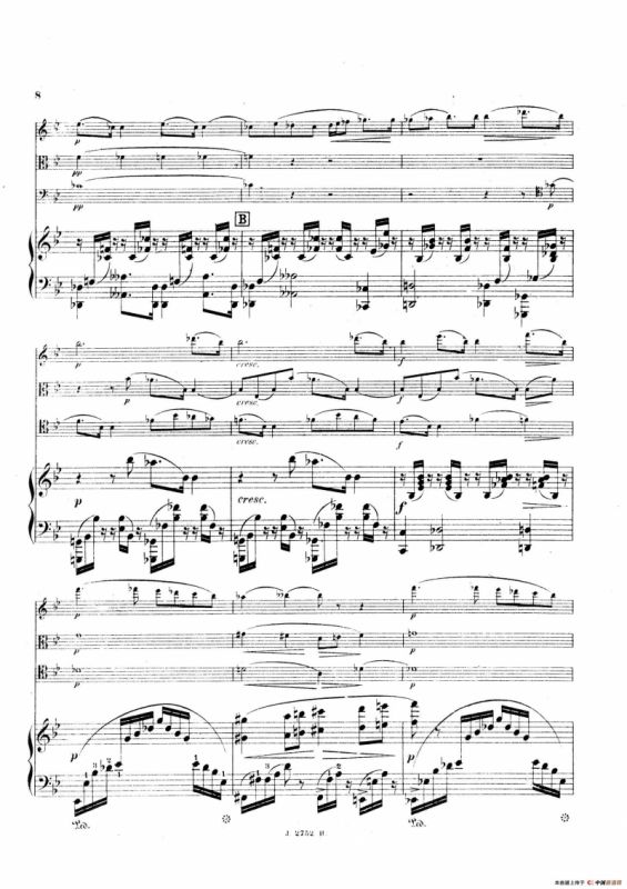 Piano Quartet No.2 in g Minor Op.45（g小调第二钢琴四重奏总谱）