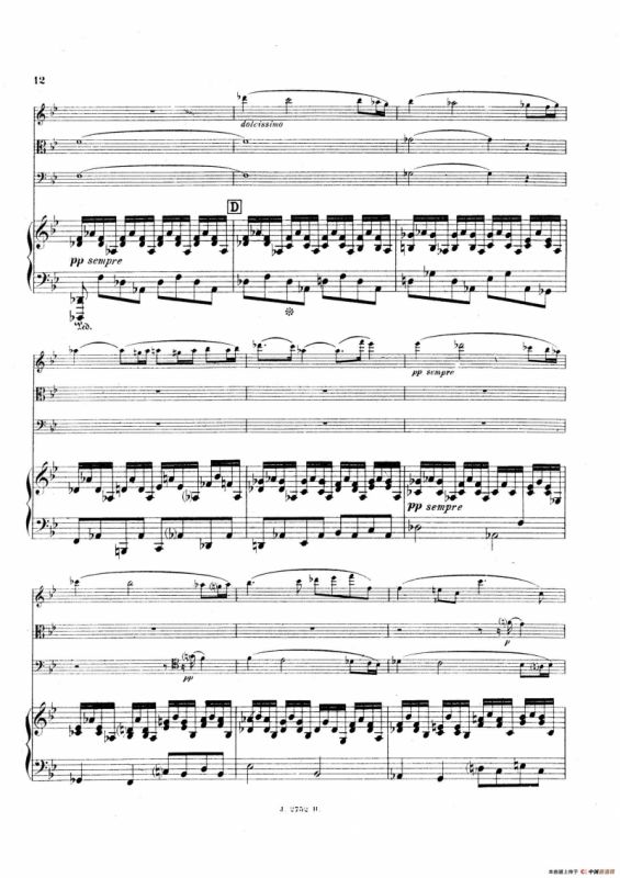 Piano Quartet No.2 in g Minor Op.45（g小调第二钢琴四重奏总谱）