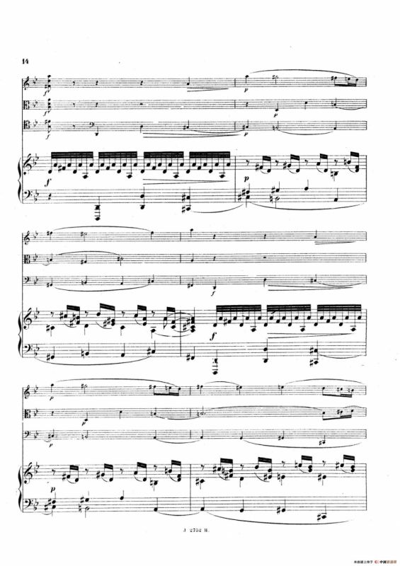 Piano Quartet No.2 in g Minor Op.45（g小调第二钢琴四重奏总谱）