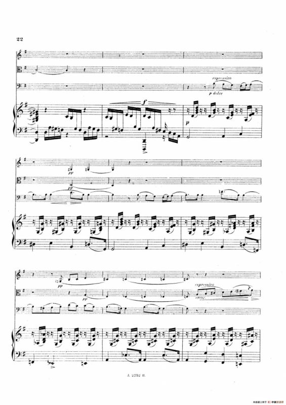 Piano Quartet No.2 in g Minor Op.45（g小调第二钢琴四重奏总谱）