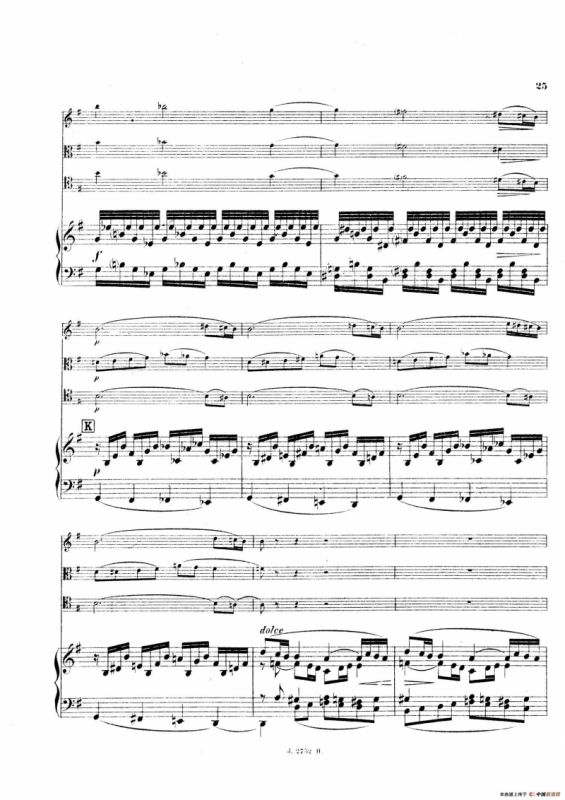 Piano Quartet No.2 in g Minor Op.45（g小调第二钢琴四重奏总谱）