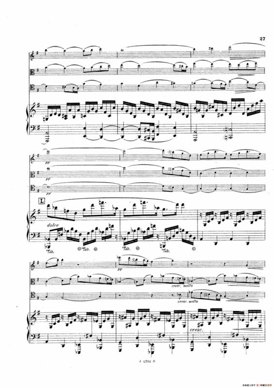 Piano Quartet No.2 in g Minor Op.45（g小调第二钢琴四重奏总谱）