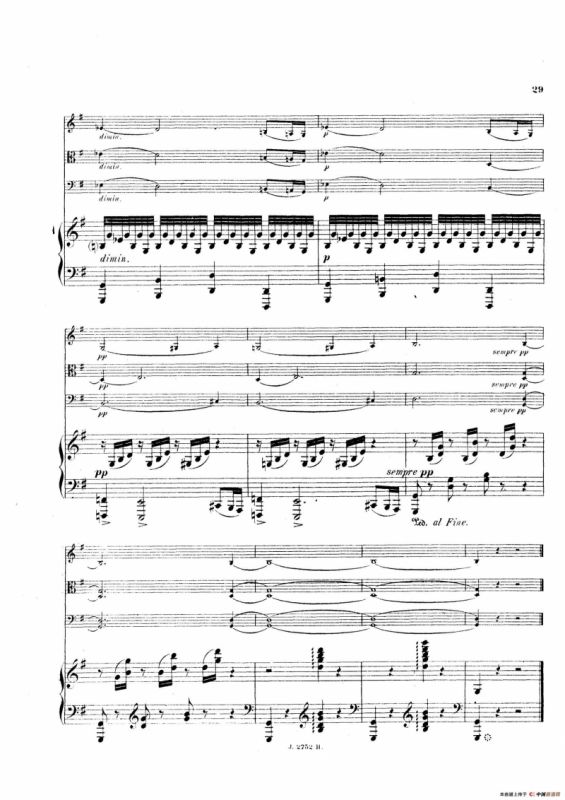 Piano Quartet No.2 in g Minor Op.45（g小调第二钢琴四重奏总谱）