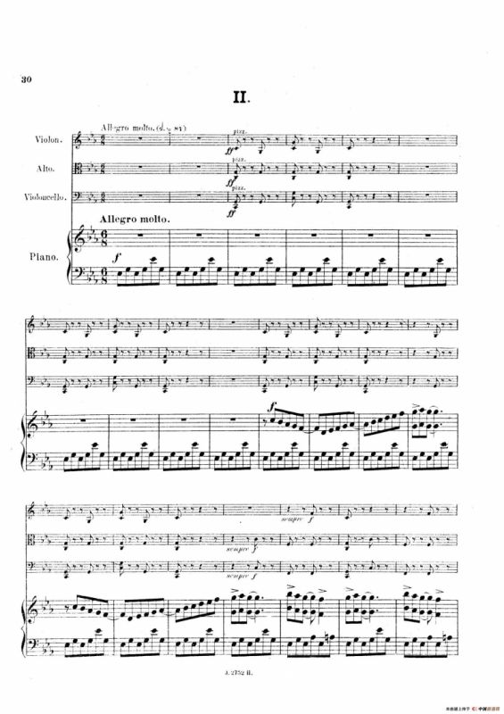 Piano Quartet No.2 in g Minor Op.45（g小调第二钢琴四重奏总谱）