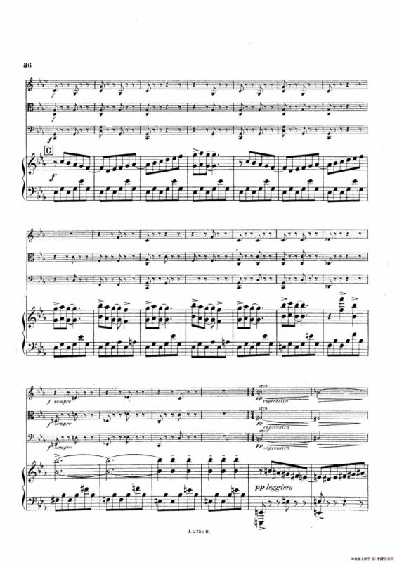 Piano Quartet No.2 in g Minor Op.45（g小调第二钢琴四重奏总谱）