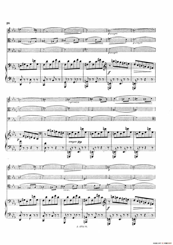 Piano Quartet No.2 in g Minor Op.45（g小调第二钢琴四重奏总谱）