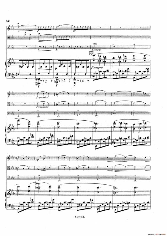Piano Quartet No.2 in g Minor Op.45（g小调第二钢琴四重奏总谱）