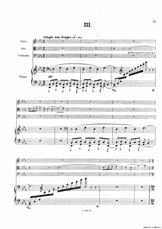 Piano Quartet No.2 in g Minor Op.45（g小调第二钢琴四重奏总谱）
