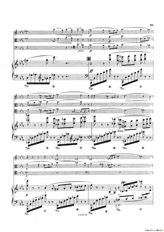 Piano Quartet No.2 in g Minor Op.45（g小调第二钢琴四重奏总谱）