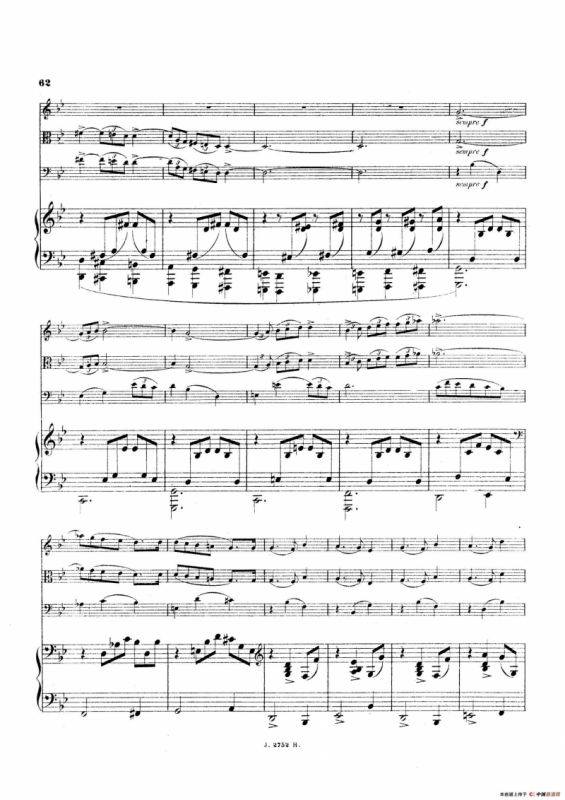 Piano Quartet No.2 in g Minor Op.45（g小调第二钢琴四重奏总谱）