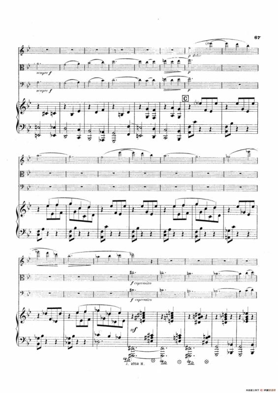 Piano Quartet No.2 in g Minor Op.45（g小调第二钢琴四重奏总谱）