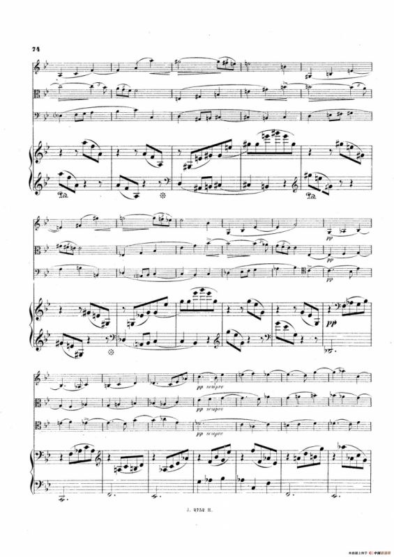 Piano Quartet No.2 in g Minor Op.45（g小调第二钢琴四重奏总谱）