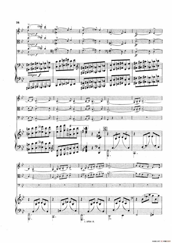 Piano Quartet No.2 in g Minor Op.45（g小调第二钢琴四重奏总谱）