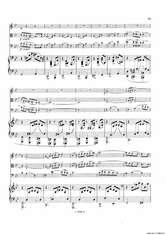 Piano Quartet No.2 in g Minor Op.45（g小调第二钢琴四重奏总谱）