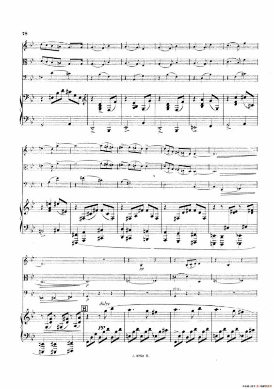 Piano Quartet No.2 in g Minor Op.45（g小调第二钢琴四重奏总谱）