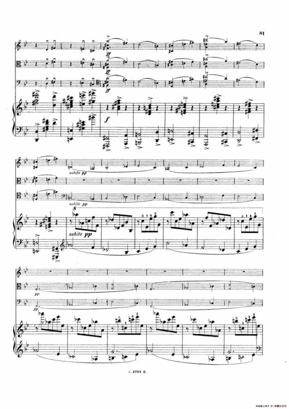 Piano Quartet No.2 in g Minor Op.45（g小调第二钢琴四重奏总谱）