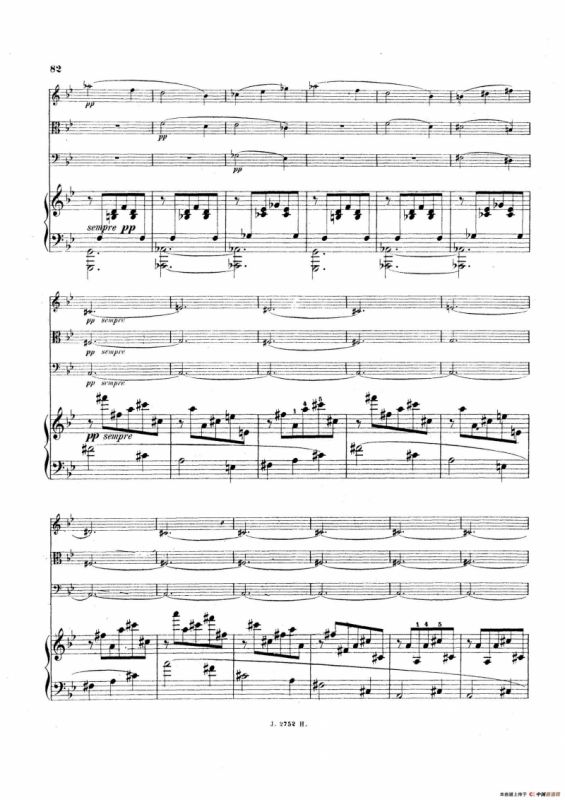Piano Quartet No.2 in g Minor Op.45（g小调第二钢琴四重奏总谱）