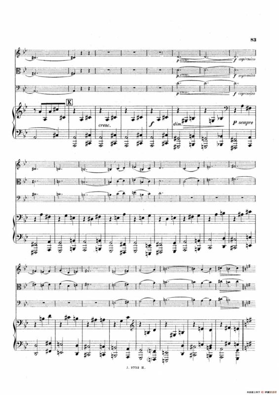 Piano Quartet No.2 in g Minor Op.45（g小调第二钢琴四重奏总谱）