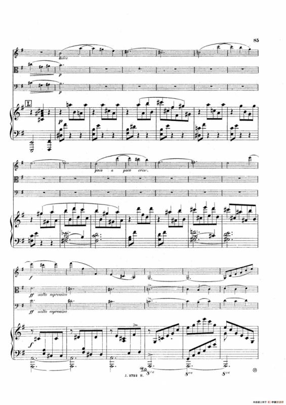 Piano Quartet No.2 in g Minor Op.45（g小调第二钢琴四重奏总谱）