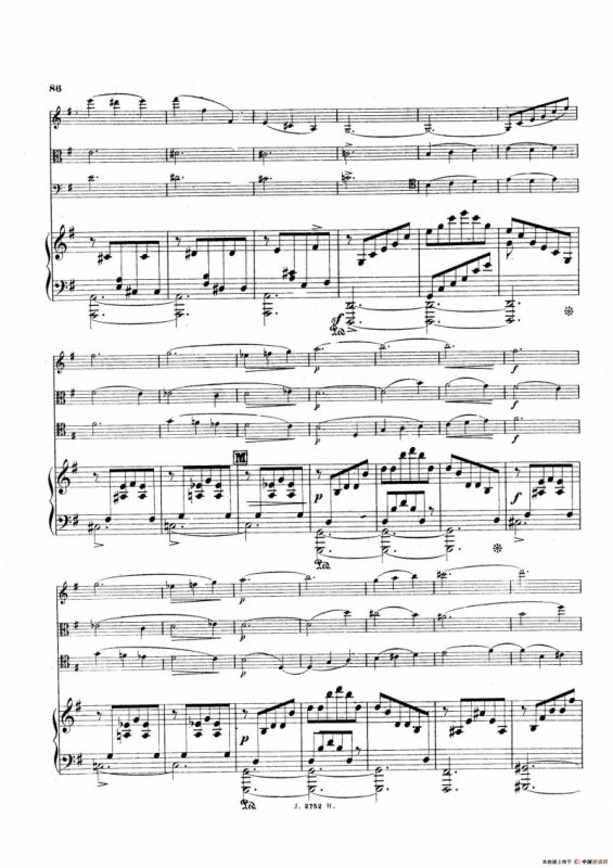Piano Quartet No.2 in g Minor Op.45（g小调第二钢琴四重奏总谱）