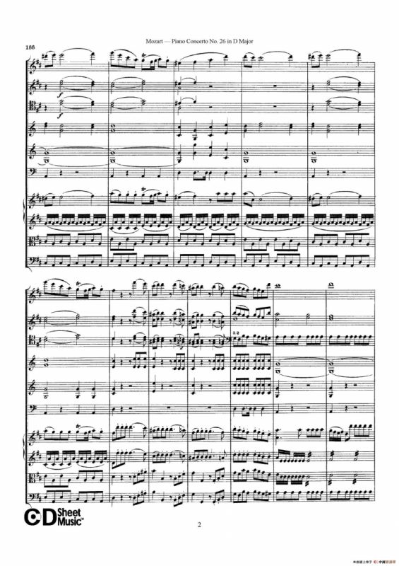Piano Concerto No.26 in D Major K.537（D大调第二十六钢琴协奏曲总谱）
