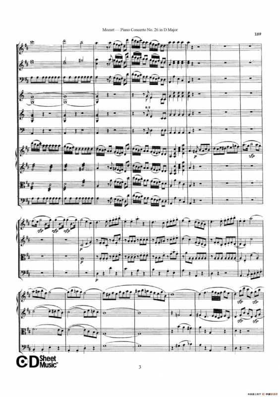 Piano Concerto No.26 in D Major K.537（D大调第二十六钢琴协奏曲总谱）