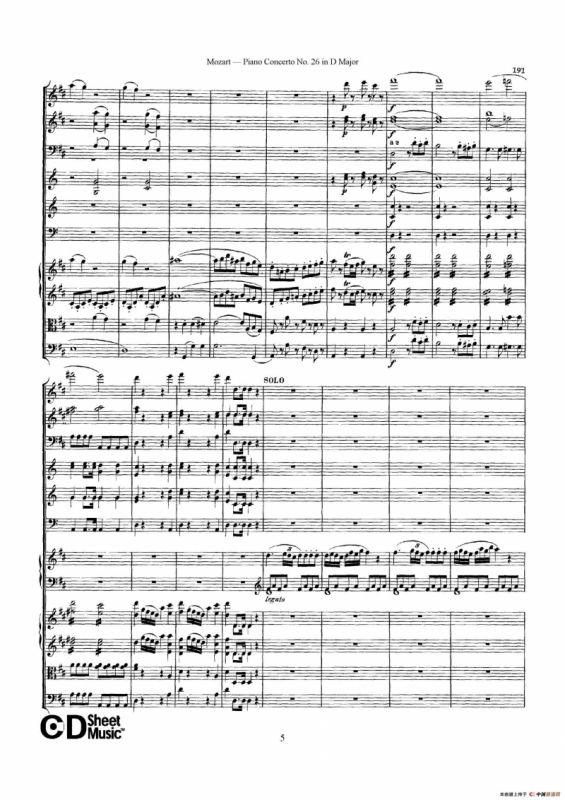 Piano Concerto No.26 in D Major K.537（D大调第二十六钢琴协奏曲总谱）